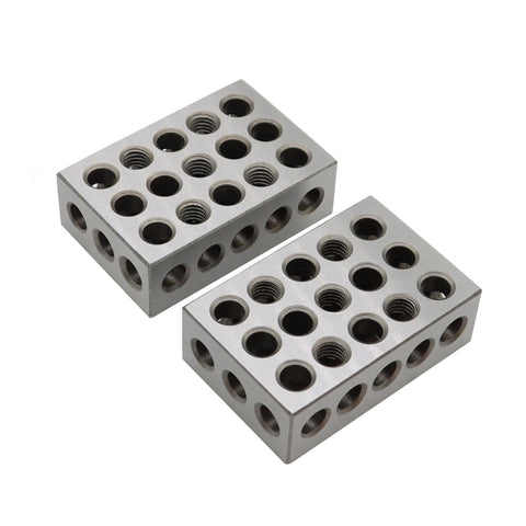 1-2-3 Blocks 23 Holes Within .Tolerances 321 Blocks Set Used for Calibrating Equipment Steel-Hardened Precision , Two Pack