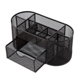Oval Shaped Pen and Pencil Holder with 8 Compartments and 1 Drawer, Mesh Desk Organizer for Home, School and Office Use. In Australia - Darrahopens