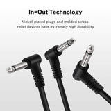 6 Pack 12 Inch Guitar Patch Cables, Black Guitar Pedal Cable Effect Cable Cord, TS Right Angle Guitar Patch Cable