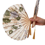 4 pcs Original Hand Fans Fans Classical Floral Bamboo Fans with Tassel Yellow Chinese Silk Fans Elegant Handmade