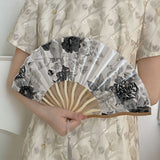 4 pcs Original Hand Fans Fans Classical Floral Bamboo Fans with Tassel Yellow Chinese Silk Fans Elegant Handmade