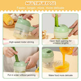 4 In1 Electric Vegetable Vegetable Chopper Garlic Mud Masher Slicer Cutting Pressing Mixer Food Slice Cheese Grater simple