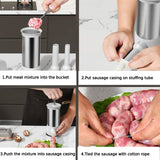 Sausage Stuffer Machine w/4 Stuffing Tubes, Meat Stuffer Sausage Filling, Homemade Manual Vertical Sausage Maker Tool Kit