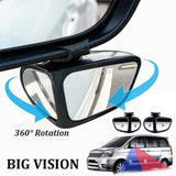 2 in 1 Blind Spot Mirror Convex Wide Angle Rear View Mirror 360 Degree Rotation Adjustable Universal Car Auxiliary Mirror Front