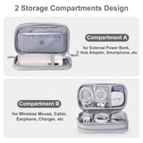 Small Cable Organizer Bag, Charger Organizer Case Pouch for Travel Accessories & Electronics (Small, Light Grey)