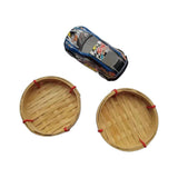 2pcs Bamboo Plate Food Storage Weaved Tray Fruit Plates Bamboo Wicker Rattan Tray Woven Snack Plate Cupcake Containers