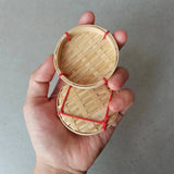 2pcs Bamboo Plate Food Storage Weaved Tray Fruit Plates Bamboo Wicker Rattan Tray Woven Snack Plate Cupcake Containers