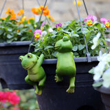 Garden Sculptures, Cute Frog Figurines Hanging Animal Statue Garden Ornaments Decor for Flower Pot Fence Yard 3 Pcs