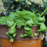 Garden Sculptures, Cute Frog Figurines Hanging Animal Statue Garden Ornaments Decor for Flower Pot Fence Yard 3 Pcs