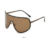 2 pcs Fashion Punk Rimless Oversized One Piece Shield Flat Top Sunglasses rivet Sun Glasses Female Eyewear