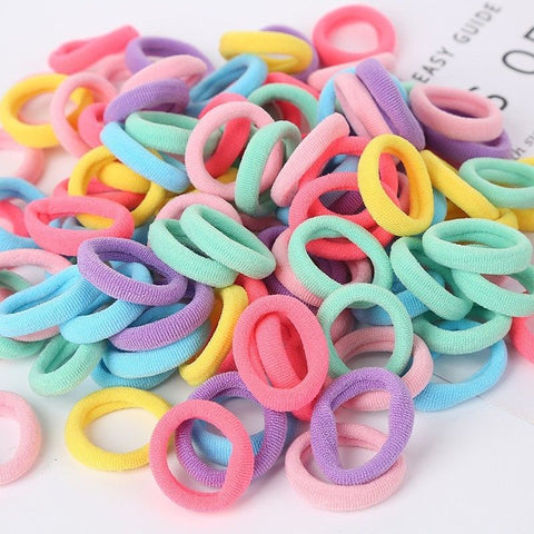 100Pcs Baby Hair Ties, Soft Cotton Toddler Hair Ties for Girls and Kids, 0.78 Inch Multicolor Seamless Hair Bands In Australia - Darrahopens