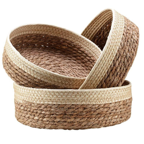 3ｐｃｓFruit and vegetable tray woven grass, storage basket woven basket, cosmetics storage rushed grass snacks storage desktop