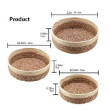 3ｐｃｓFruit and vegetable tray woven grass, storage basket woven basket, cosmetics storage rushed grass snacks storage desktop
