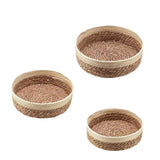 3ｐｃｓFruit and vegetable tray woven grass, storage basket woven basket, cosmetics storage rushed grass snacks storage desktop