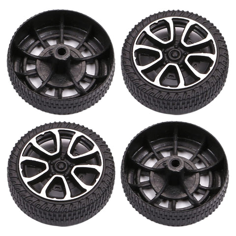 RC Cars Wheels, 4Packs Black Toys wheels, Shaft Plastic Model wheels for DIY Toy, RC Car, Truck, Boat and Helicopter Model Part