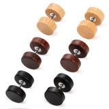Wood Plugs Earrings For Men Women Wooden Fake plugs Gauge Studs Circle Flat Back Dumbbell Earrings Women (3 Pairs,10mm) In Australia - Darrahopens
