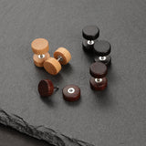 Wood Plugs Earrings For Men Women Wooden Fake plugs Gauge Studs Circle Flat Back Dumbbell Earrings Women (3 Pairs,10mm) In Australia - Darrahopens