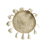 Boho Wall Decor Circle Wall Decor Basket Macrame Wall Hanging Round Straw Living Room Wall Home Décor,12"