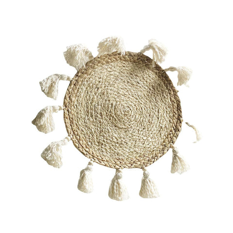 Boho Wall Decor Circle Wall Decor Basket Macrame Wall Hanging Round Straw Living Room Wall Home Décor,12"