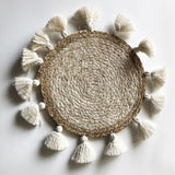 Boho Wall Decor Circle Wall Decor Basket Macrame Wall Hanging Round Straw Living Room Wall Home Décor,12"