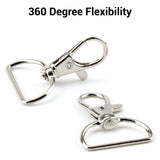 10 Pack Key Chain Clip Hook Swivel Clasp with D Ring Clip Hook Lanyard Snap Hooks 360 Degree Flexible Lobster