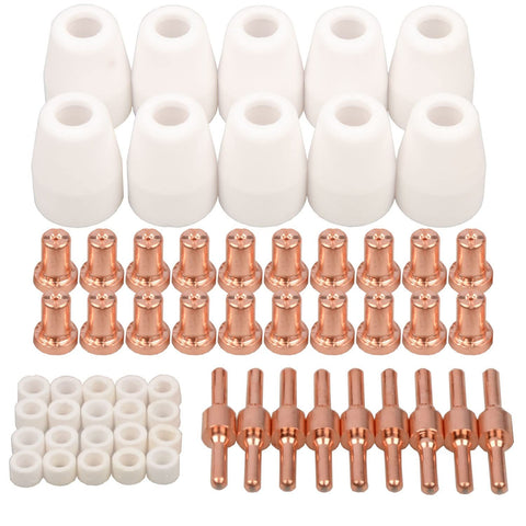 Plasma Cutting Torch Consumables, PT31 Consumables Plasma Cutter Accessories, Electrode Tips Cup Kit 60 PCS (PT31 parts)