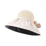 3 pcs Foldable Anti-UV Ribbon Pouch Sun Hat, Packable Ribbon Sun Shade Beach Hat, Womens Beach Sun Straw Hat