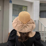 3 pcs Foldable Anti-UV Ribbon Pouch Sun Hat, Packable Ribbon Sun Shade Beach Hat, Womens Beach Sun Straw Hat