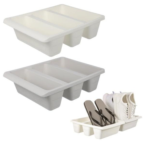 2pcs Storage Shoe Tray, Plastic Shoes Rack, Space-saving Shoe Organizer, No Assembly Required, Multifunctional