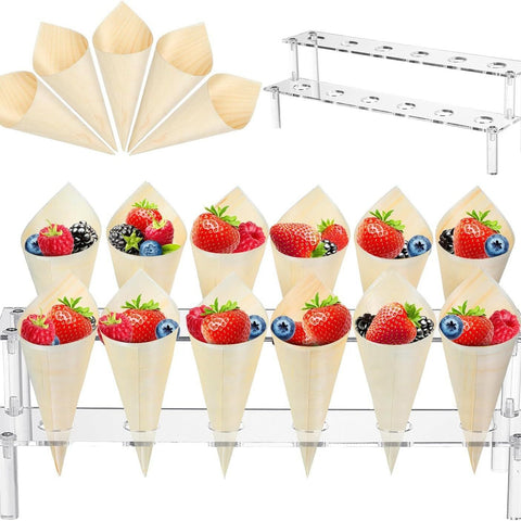 Salad Presentation Display Stand | Desktop Dessert Organizer | Acrylic Stand For Ice Cream Cones, Double-layer Appetizer