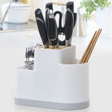 Countertop Silverware Holder | Oval Cutlery Caddy | Minimalistic Fork Spoon Knife Utensil Organizer | Plastic Flatware Holder