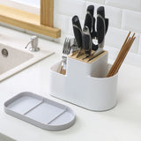 Countertop Silverware Holder | Oval Cutlery Caddy | Minimalistic Fork Spoon Knife Utensil Organizer | Plastic Flatware Holder