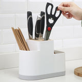 Countertop Silverware Holder | Oval Cutlery Caddy | Minimalistic Fork Spoon Knife Utensil Organizer | Plastic Flatware Holder