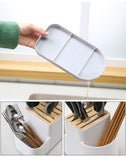 Countertop Silverware Holder | Oval Cutlery Caddy | Minimalistic Fork Spoon Knife Utensil Organizer | Plastic Flatware Holder