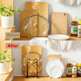 Cutting Board Rack, Chopping Board Organizer Stand Holder Rack, Dishes Plates Pot Pan Lids Rack Organizer for Kitchen