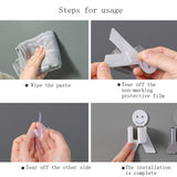 2 pcs Smile Shape Strong and Seamless Paste Mop Clip Bathroom Toilet Non-Slip and Waterproof Non-Perforated Mop Hook Hanger