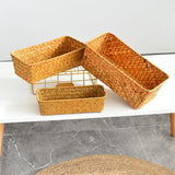 Storage Basket, Seagrass Basket for Organizing, Woven Open Storage Bins, Decorative Shelf Baskets, Seagrass, Set of 3 In Australia - Darrahopens