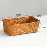 Storage Basket, Seagrass Basket for Organizing, Woven Open Storage Bins, Decorative Shelf Baskets, Seagrass, Set of 3