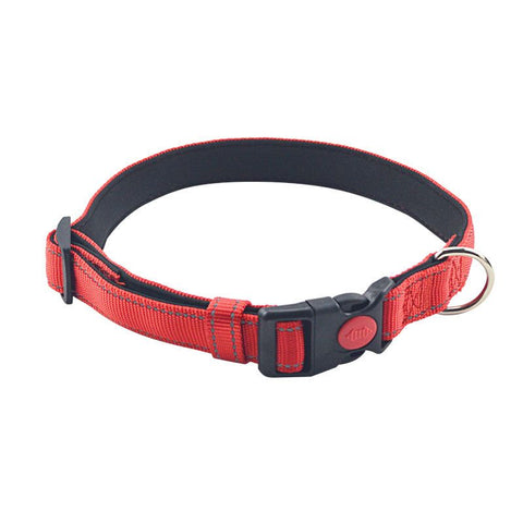 Reflective Dog Collar with Safety Locking Buckle, Adjustable Nylon Pet Collars for Large Dogs Female Male, Red,
