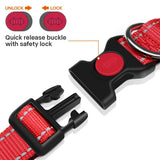 Reflective Dog Collar with Safety Locking Buckle, Adjustable Nylon Pet Collars for Large Dogs Female Male, Red,