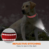 Reflective Dog Collar with Safety Locking Buckle, Adjustable Nylon Pet Collars for Large Dogs Female Male, Red,