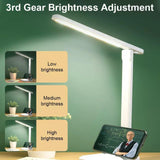 LED Folding Table Lamp with Eye Protection, USB Charging Ports, Dimmable, Suitable for Bedroom, Dormitory, Reading - White In Australia - Darrahopens