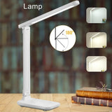 LED Folding Table Lamp with Eye Protection, USB Charging Ports, Dimmable, Suitable for Bedroom, Dormitory, Reading - White