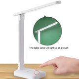LED Folding Table Lamp with Eye Protection, USB Charging Ports, Dimmable, Suitable for Bedroom, Dormitory, Reading - White