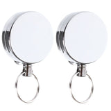 2 Pack Heavy Duty Retractable Badge Reels Metal Retractable Badge Holder with Carabiner, Keychain, Belt Clip