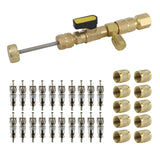 Valve Core Removal Tool, Brass Adapter, 20pcs Valve Cores and 10pcs Brass Nuts, Air Condition Repair Tool In Australia - Darrahopens