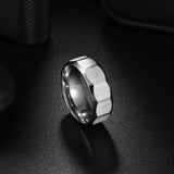 3 pcs 8MM Comfort Fit Tungsten Carbide Wedding Band Square Faceted Ring Matte Fit Tungsten Wedding Band Faceted Promise Ring(8)