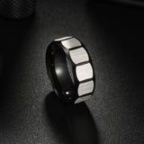 3 pcs 8MM Comfort Fit Tungsten Carbide Wedding Band Square Faceted Ring Matte Fit Tungsten Wedding Band Faceted Promise Ring(8)
