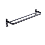 Space Aluminum Brushed Finish Towel Bars Punch-Free Dual-use Black Towel Rail Wall Mount Strong Bearing Capacity