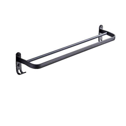 Space Aluminum Brushed Finish Towel Bars Punch-Free Dual-use Black Towel Rail Wall Mount Strong Bearing Capacity